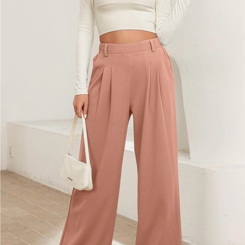 Evaless Women's Wide Leg Pants Elastic High Waisted